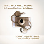 Akku-Pumpe des PandaRelax Air Lounger mit drei Ventilaufsätzen